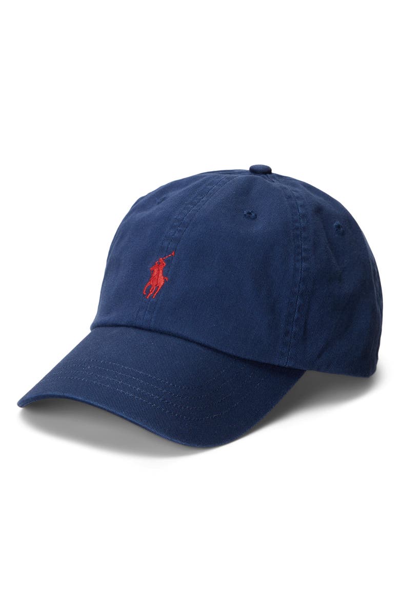 Polo Ralph Lauren Classic Sport Cotton Twill Baseball Cap, Main, color, Newport Navy/ Red