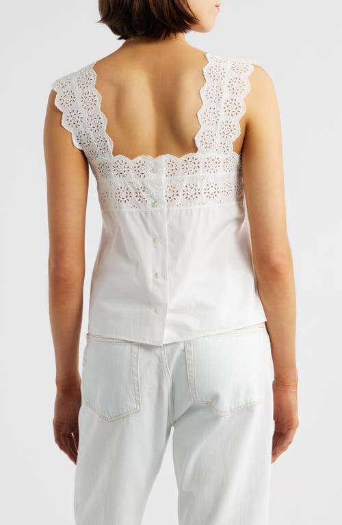 Frame Womens White Broderie-anglaise Cotton-poplin Top In White