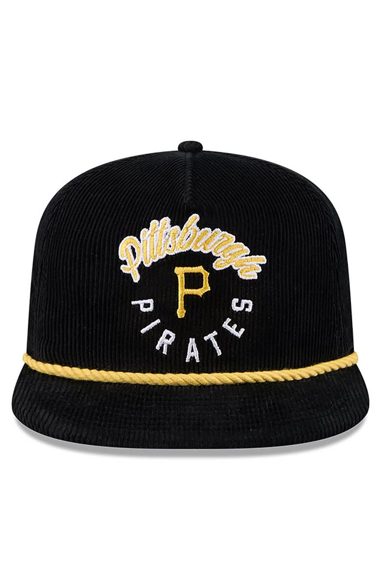 New Era Men's New Era  Black Pittsburgh Pirates Full Circle Corduroy Golfer Adjustable Hat, Alternate, color, Black