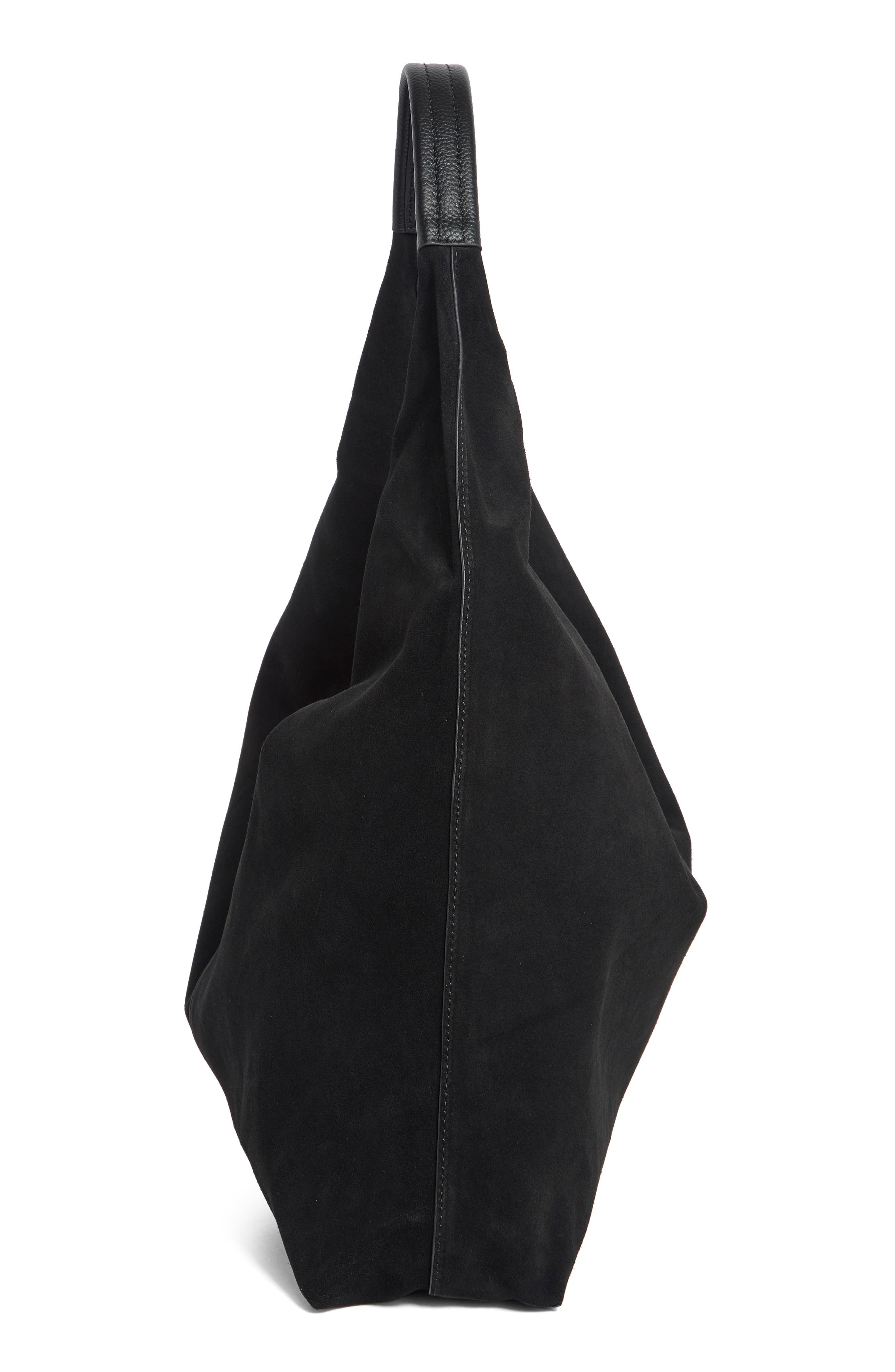 Chelsea Large Slouch Leather Hobo Bag, Alternate, color, BLACK