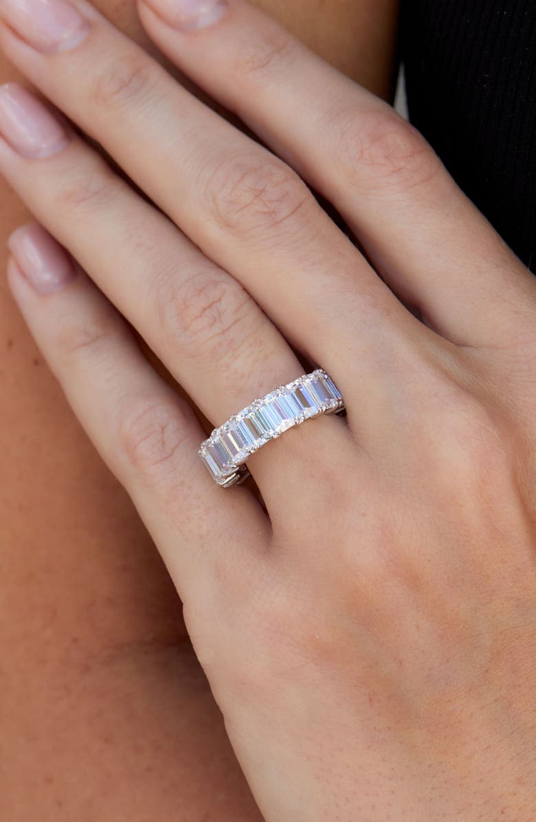 SAVVY CIE JEWELS Sterling Silver Bold Baguette CZ Ring, Alternate, color, White