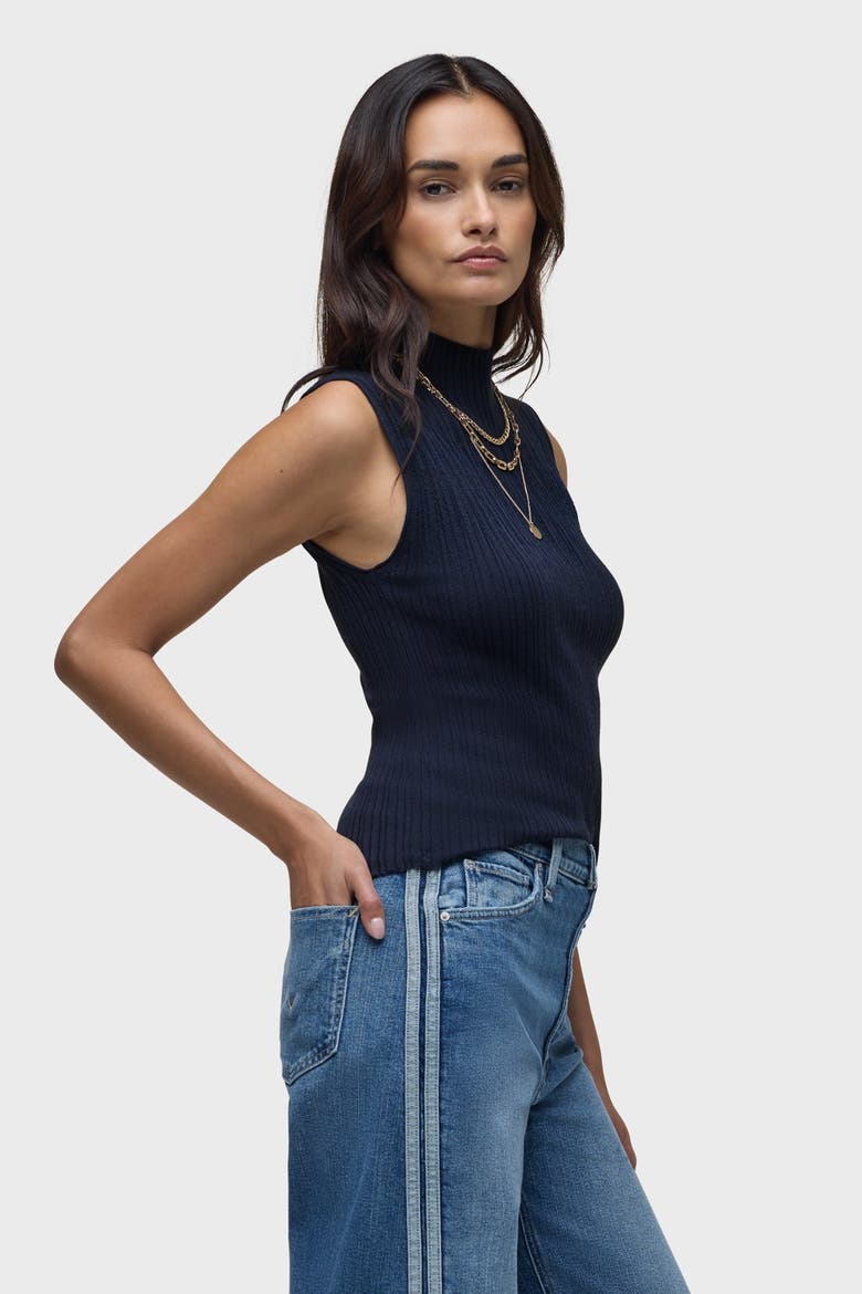 Mock Neck Sweater Tank, Alternate, color, NAVY
