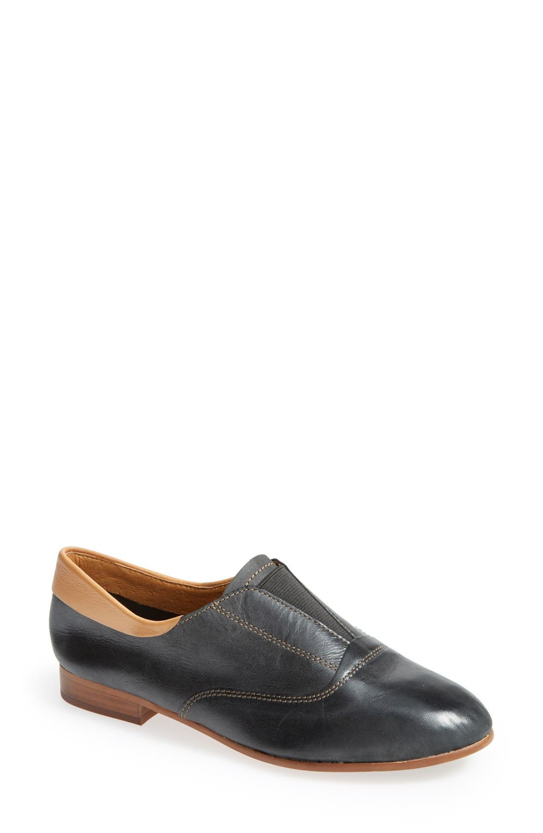 'Fogo' Two Tone Slip On Oxford, Main, color, BLACK