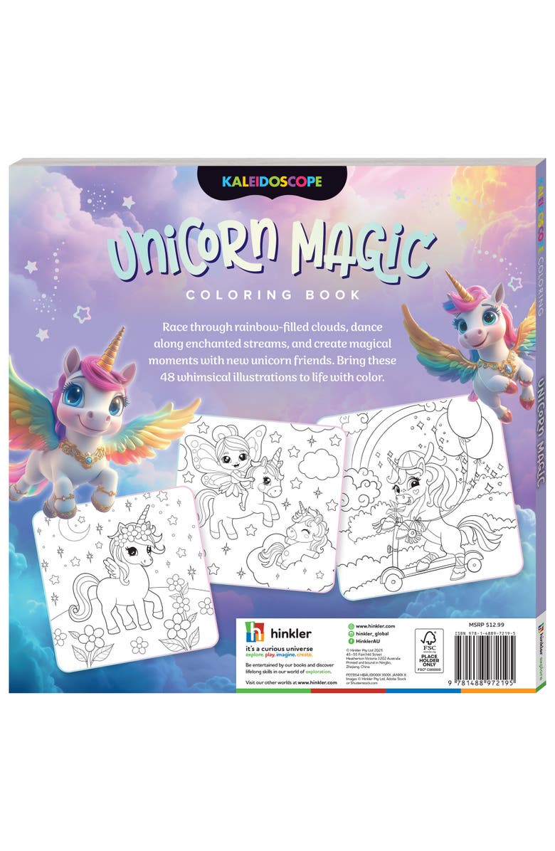 KALEIDOSCOPE Coloring Book, Unicorn Magic, 96 Pages, Kids 8+, Alternate, color, Multicolored