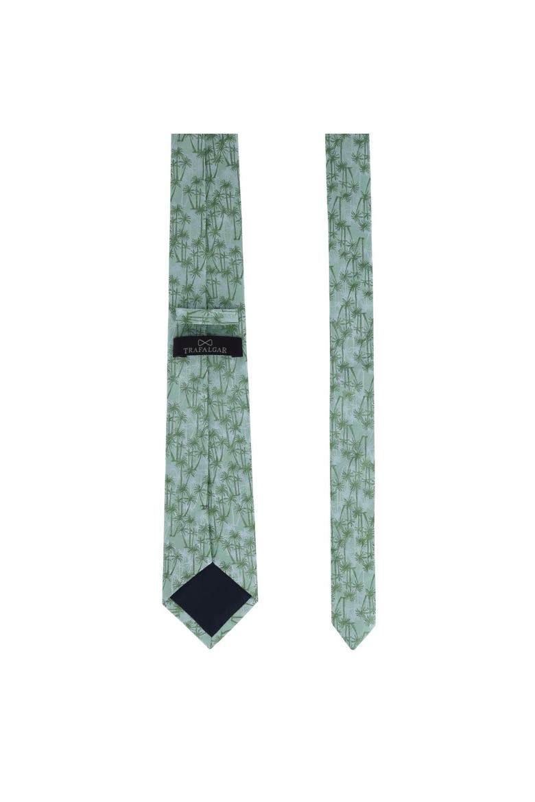 Nohea Palm Tree Linen Blend Novelty Necktie, Alternate, color, Green
