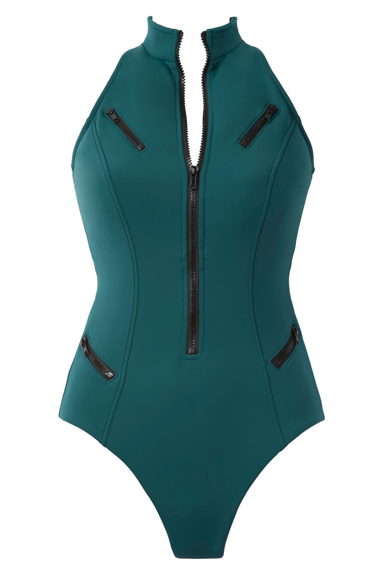 Coco Underwire One-Piece Scuba Swimsuit, Alternate, color, PALM GREEN