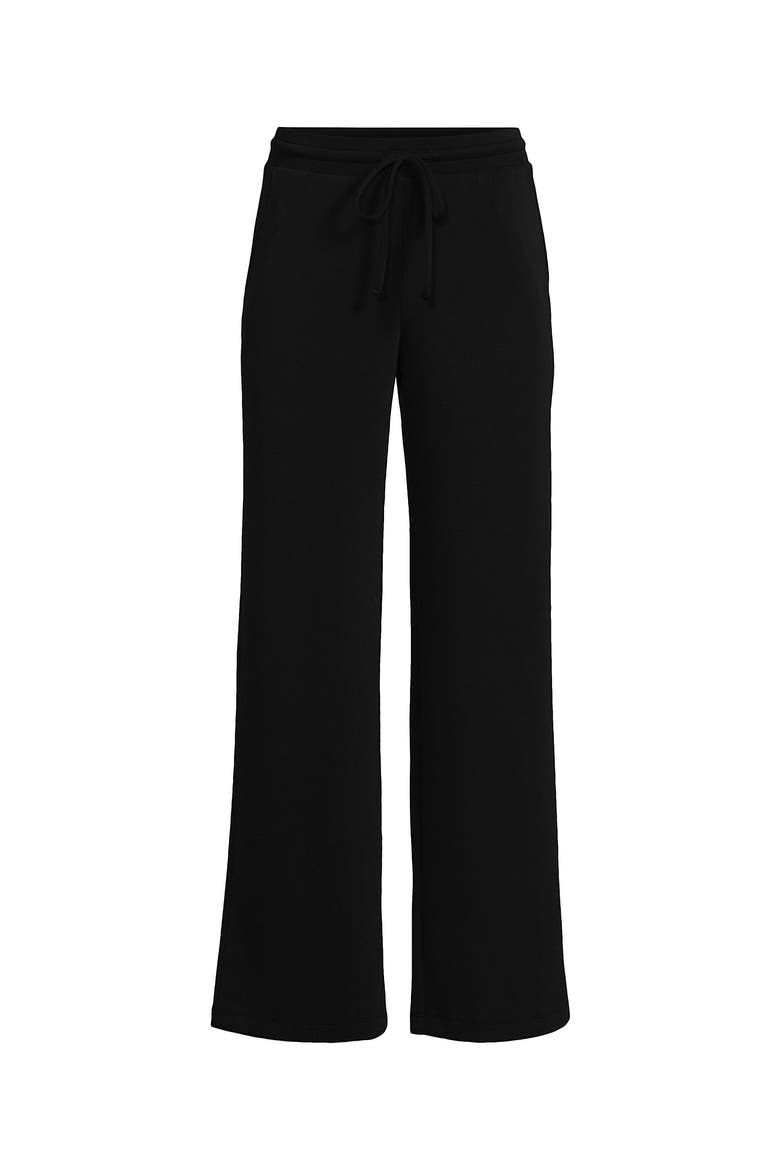 Cupro Knit Mid Rise Wide Leg Pants, Alternate, color, Black