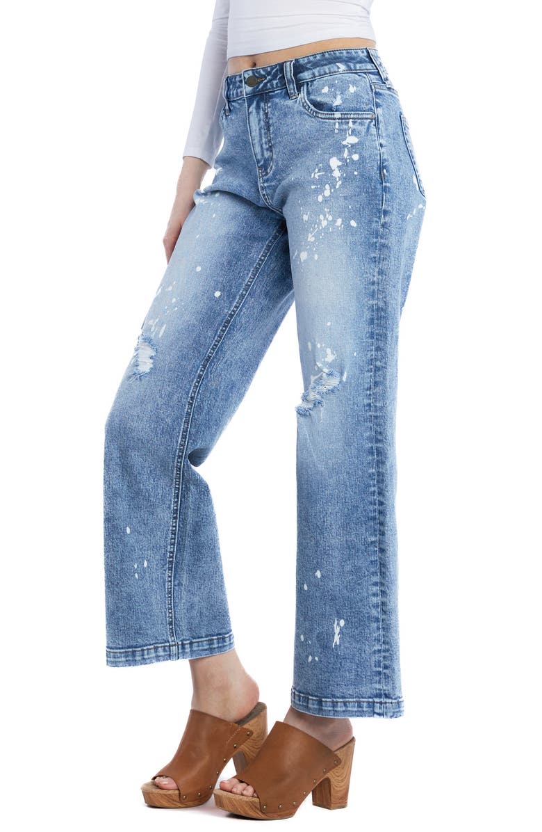 Wash Lab Denim Relaxed Distressed Ankle Wide Leg Jeans, Alternate, color, Beloved Blue