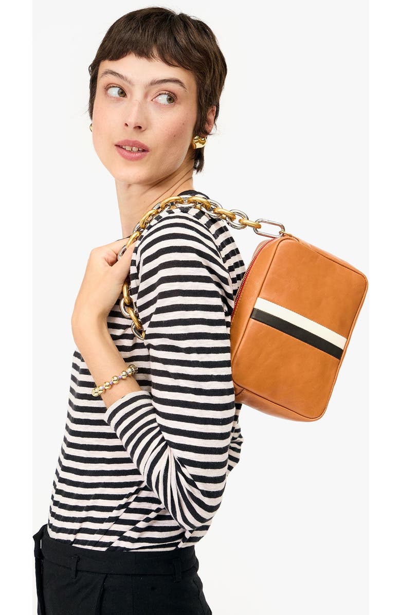 Clare V. Midi Sac Leather Crossbody Bag, Alternate, color, Rustic/ Black & Cream