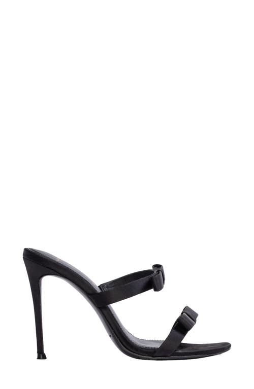 Black Suede Studio Chic Slide Sandal In Black Satin