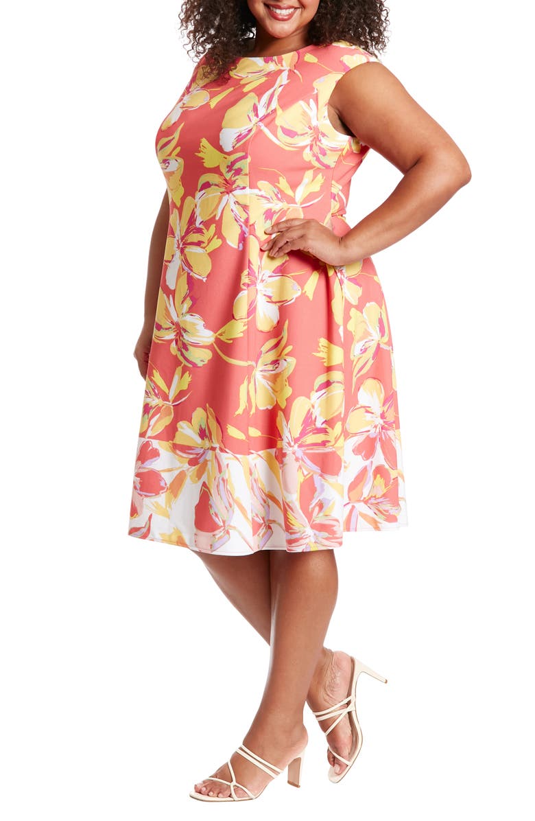 London Times Floral Trapeze Dress, Alternate, color,