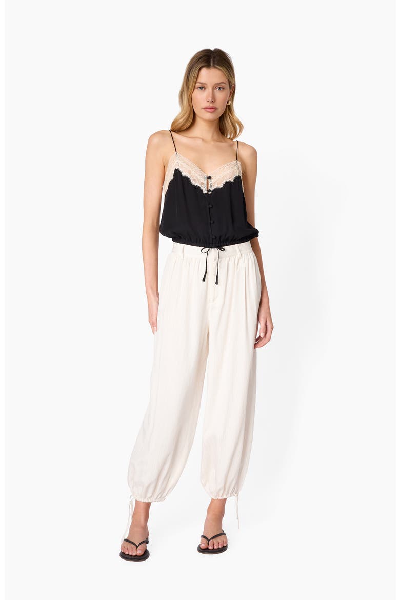 Libi Lace Trim Silk Camisole, Alternate, color, BLACK