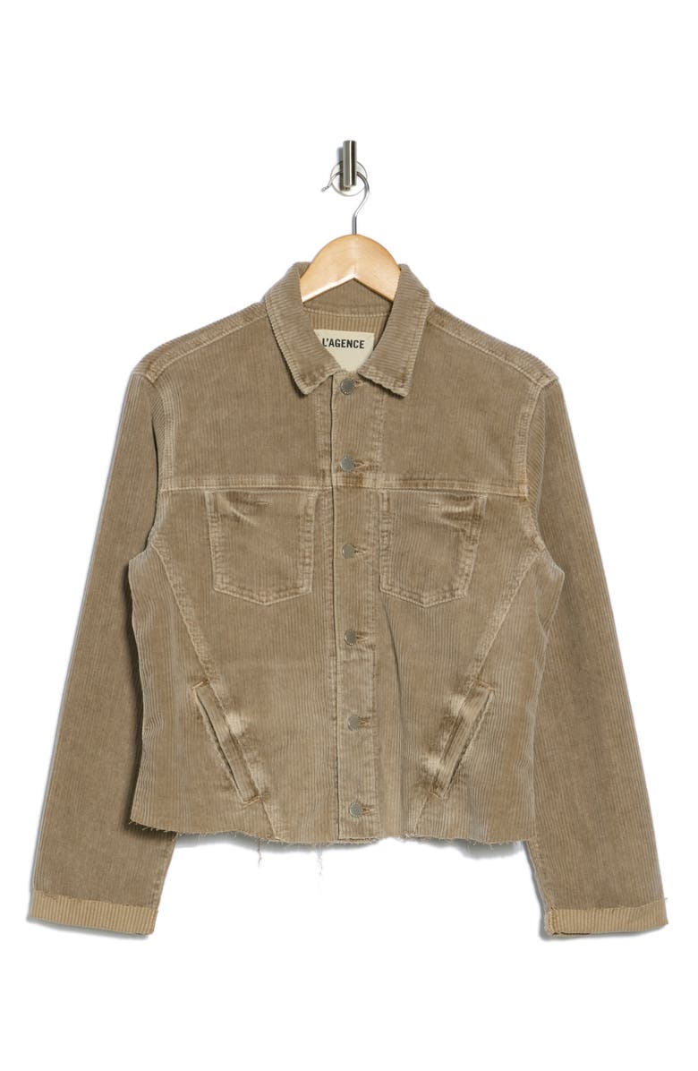 L'AGENCE Janelle Raw Hem Slim Corduroy Jacket, Main, color,