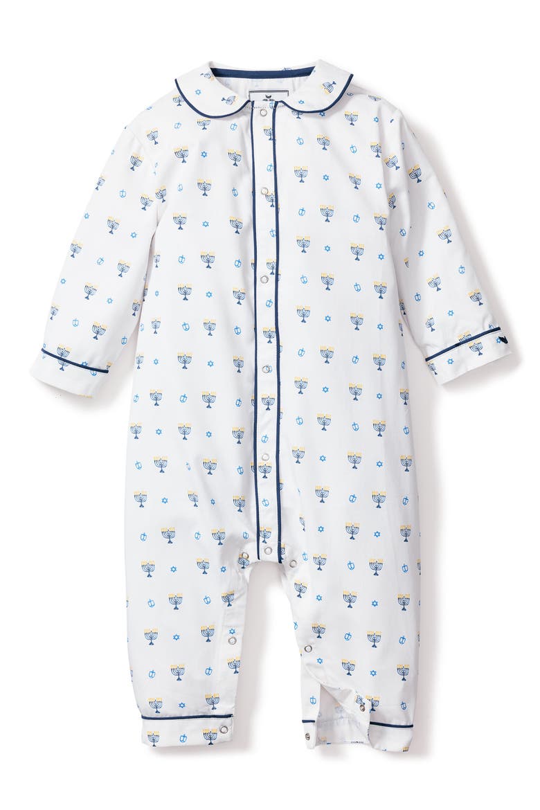 Hanukkah Cotton Blend Cambridge One-Piece Pajamas, Main, color, WHITE