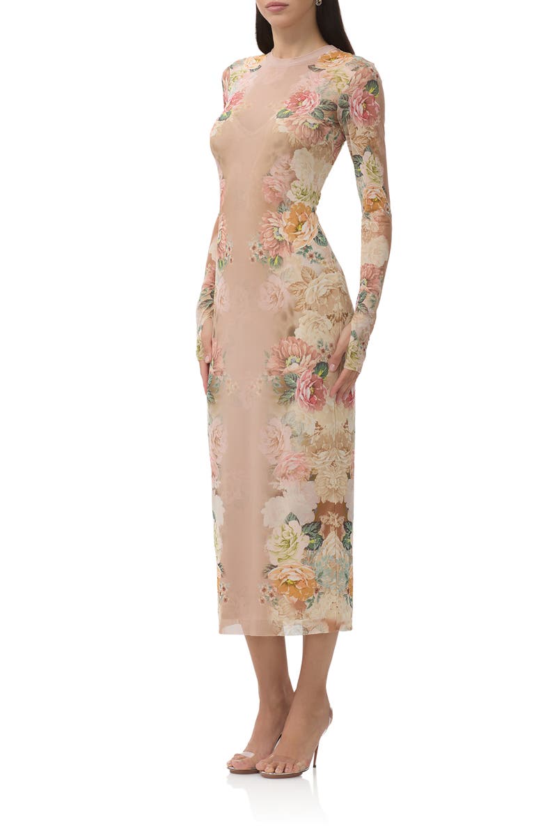 AFRM Ashland Long Sleeve Midi Dress, Alternate, color, Honey Rose Frame