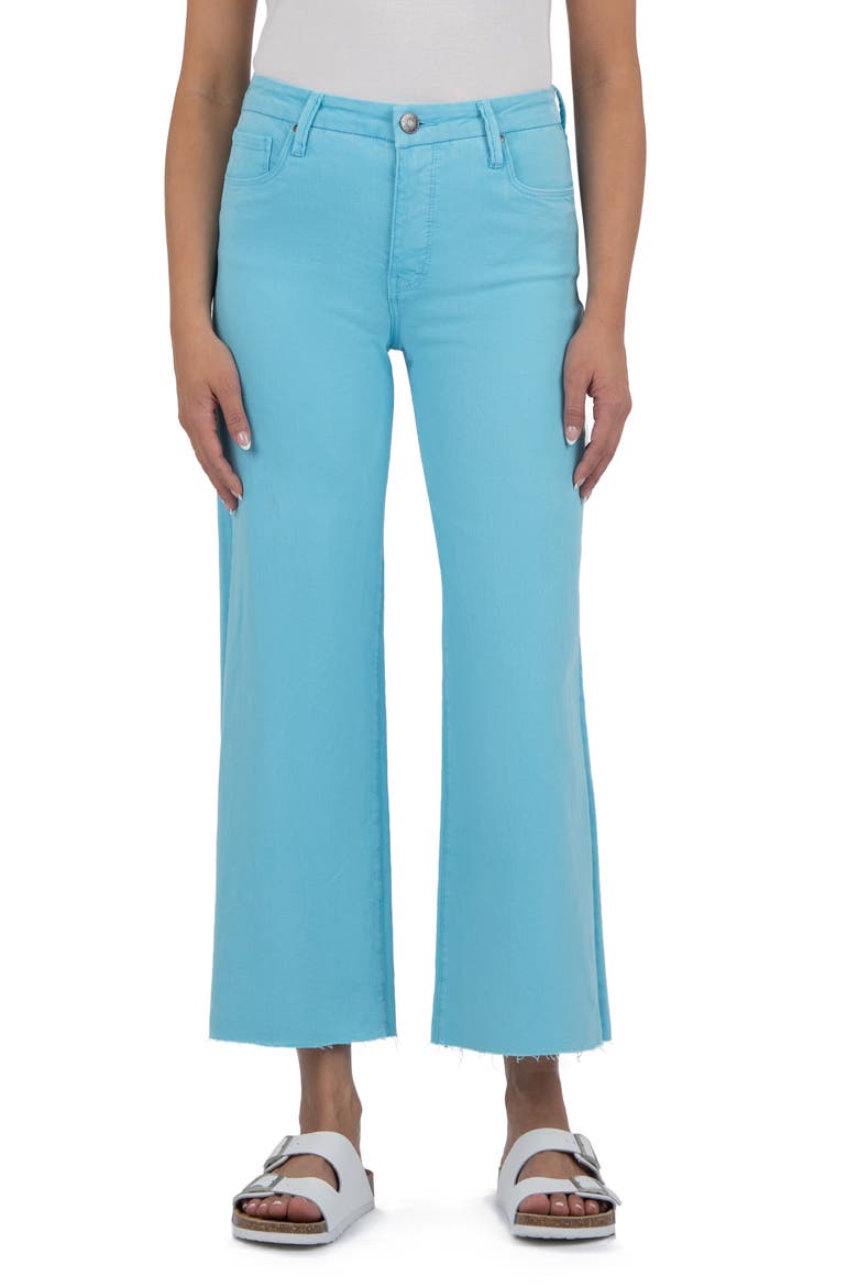 Meg Fab Ab Raw Hem High Waist Ankle Wide Leg Jeans, Main, color, CAPRI BLUE