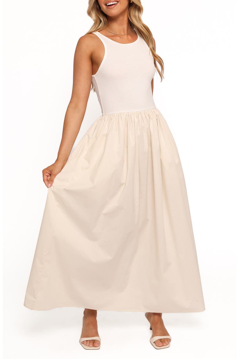 Frankie Mixed Media Maxi Dress, Alternate, color, WHITE CREAM