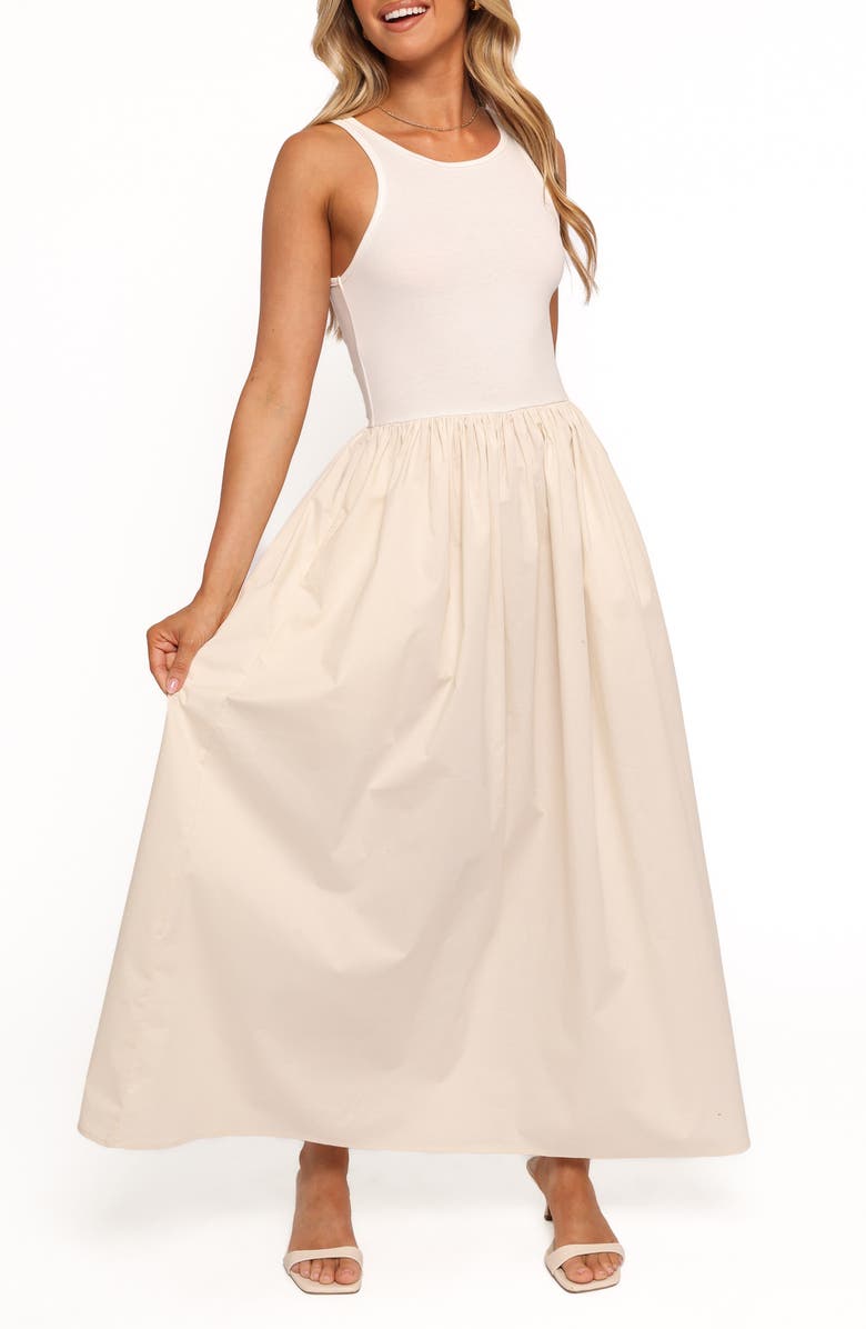 Petal & Pup Frankie Mixed Media Maxi Dress, Alternate, color, White Cream
