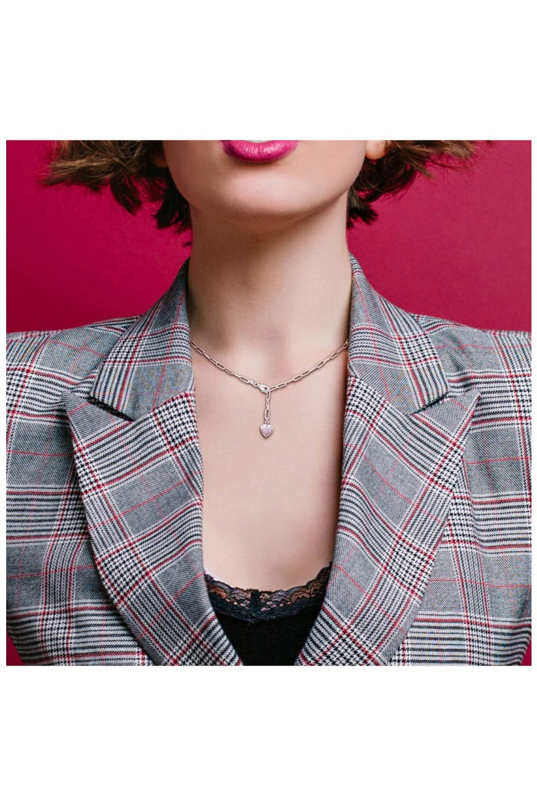 Heart Charm Lariat Necklace, Alternate, color, SILVER