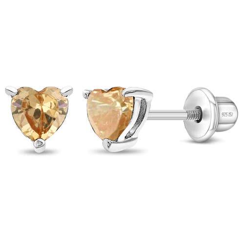 In Season Jewelry Cubic Zirconia Birthstone Heart Solitaire Earrings In November
