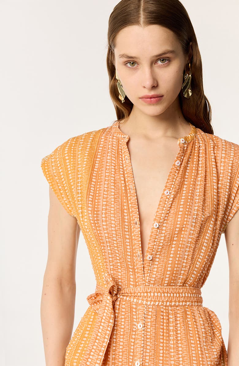 Poupette St Barth Kora Stripe Tie Waist Tiered Cover-Up Maxi Dress, Alternate, color,