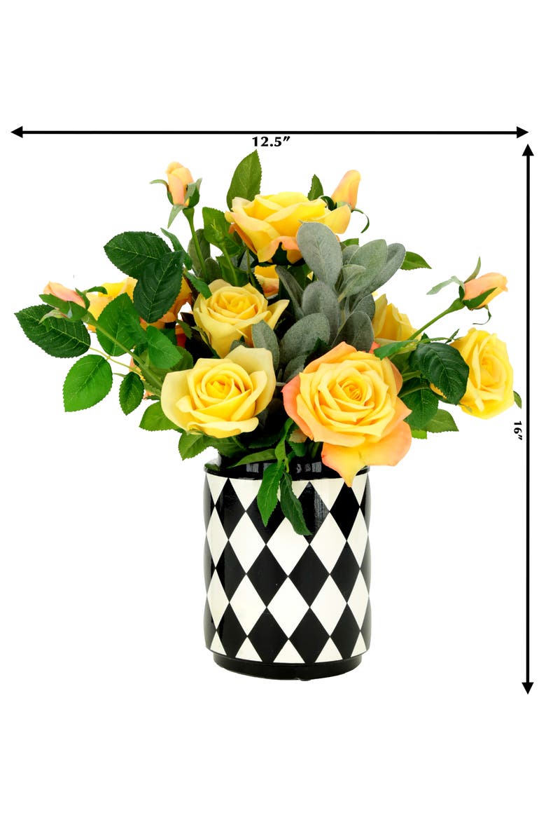 Rose Floral Arrangement in Vase, Alternate, color, Yellow