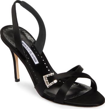 Manolo Blahnik Ramisli Crystal Buckle Slingback Sandal (Women