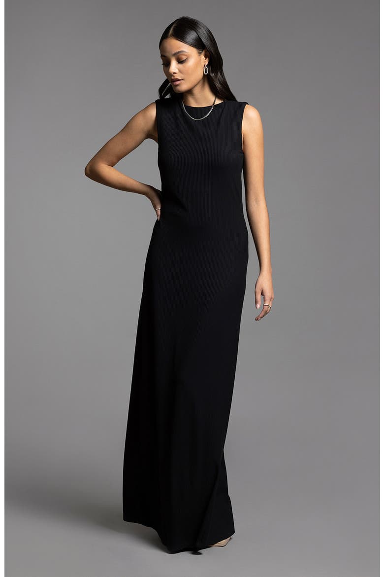 Leighton Sleeveless Rib Maxi Dress, Alternate, color, BLACK