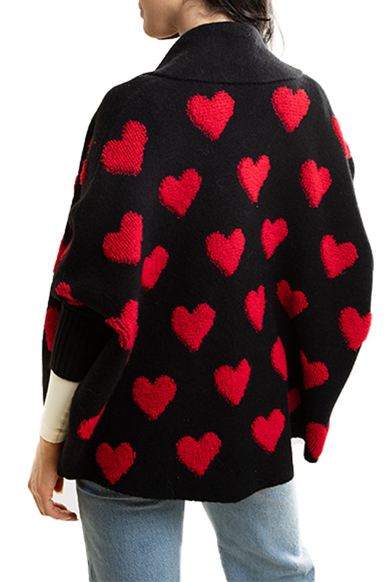 Textured Heart Cardigan, Alternate, color, BLACK