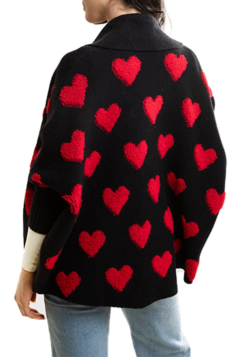 SAACHI Textured Heart Cardigan, Alternate, color, Black