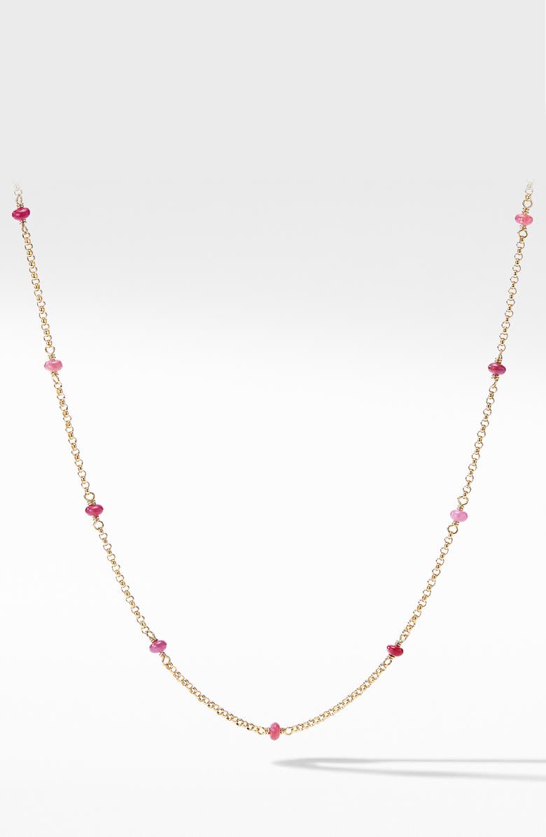 David Yurman Cable Collectibles<sup>®</sup> Bead & Chain Necklace in 18K Yellow Gold with Rubies, Main, color, 