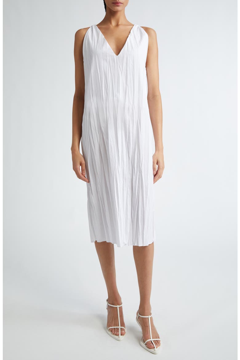 Creased Organic Cotton Shift Dress, Main, color, WHITE