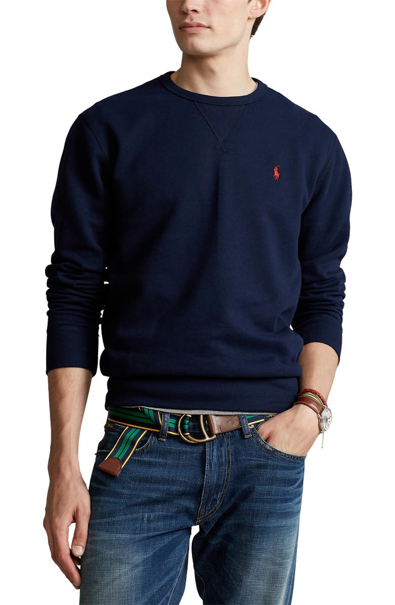 Polo Ralph Lauren Fleece Crewneck Sweatshirt, Main, color, Cruise Navy
