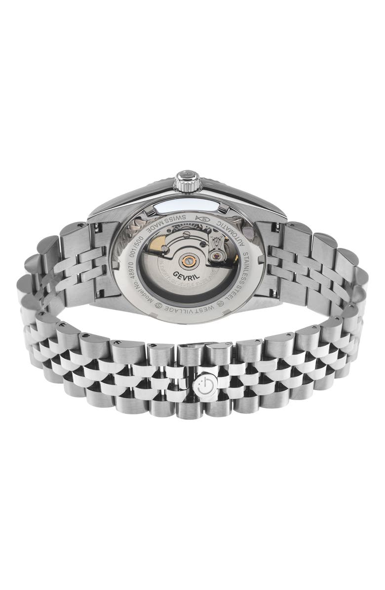 GEVRIL West Village Automatic Bracelet Watch, 40mm, Alternate, color, Silver