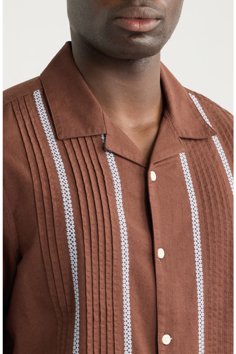 Didcot Pintuck Stripe Camp Shirt, Alternate, color, BROWN / BLUE