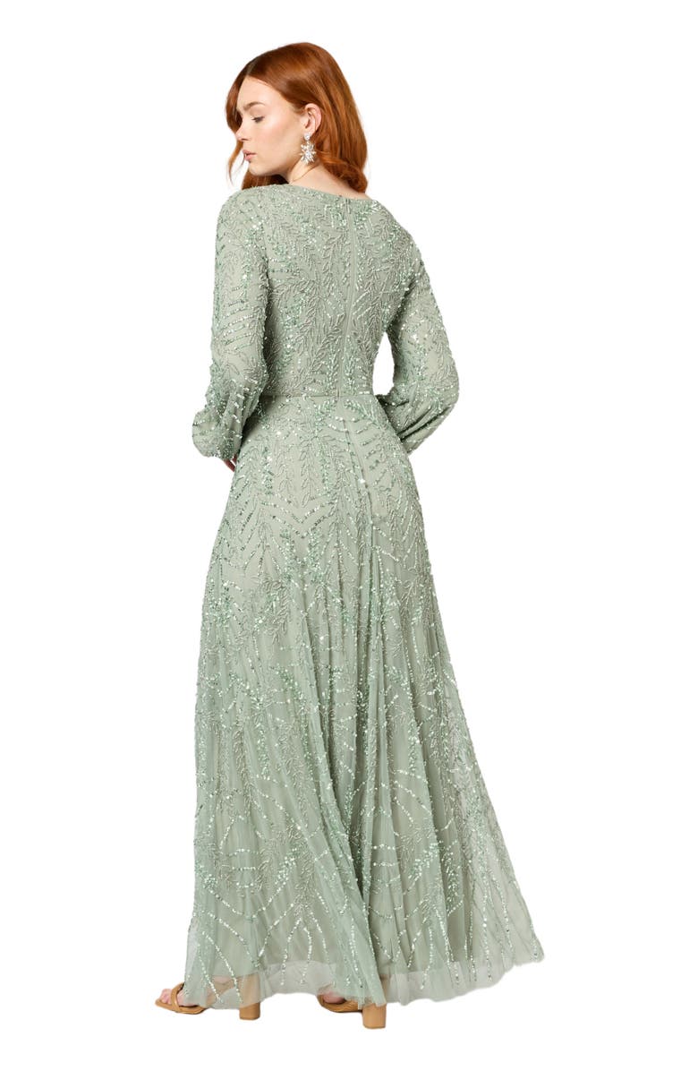 MARYISA FERIAL MODEST EMBELLISHED SEQUIN MAXI DRESS, Alternate, color, Sage Green