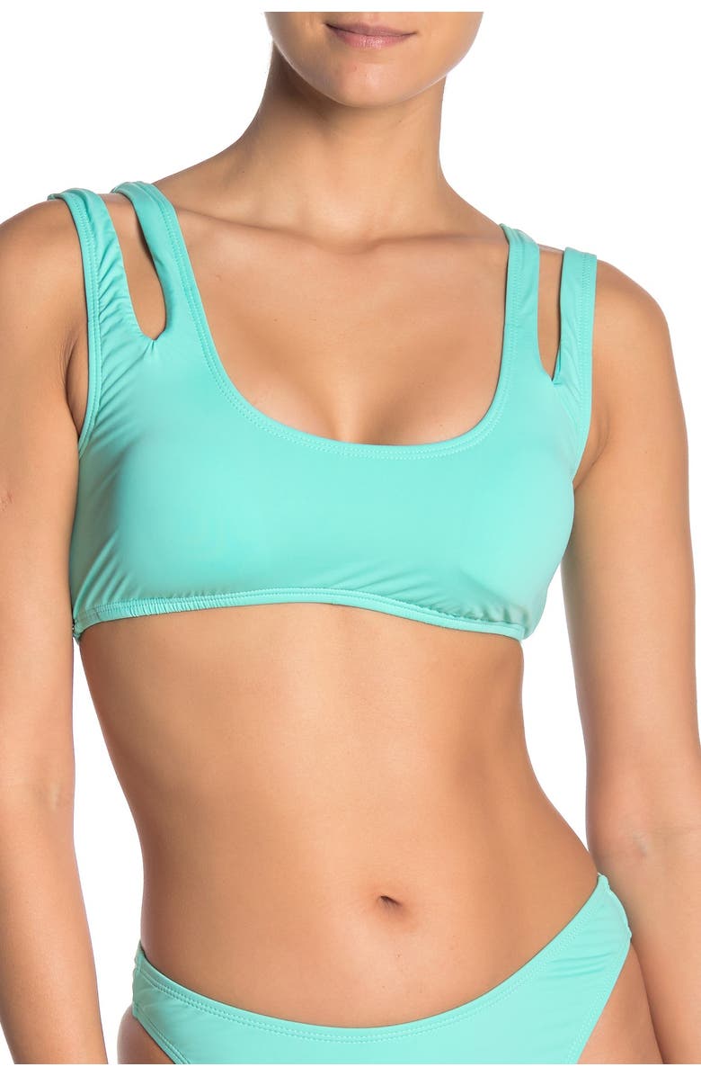 The Bikini Lab Rack Solid Cutout Strap Bikini Top, Main, color,