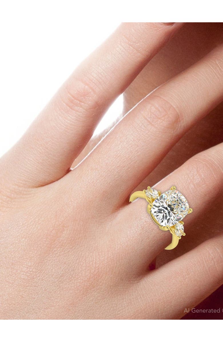 Bliss Diamond Certified 6Ct Cushion Cut 3-Stone Diamond Engagement Ring 14k Gold Lab Grown, Alternate, color, 