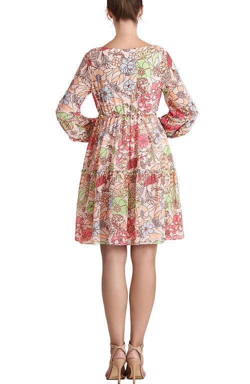 Kimi & Kai Aiko Long Sleeve Maternity Babydoll Dress In Multi