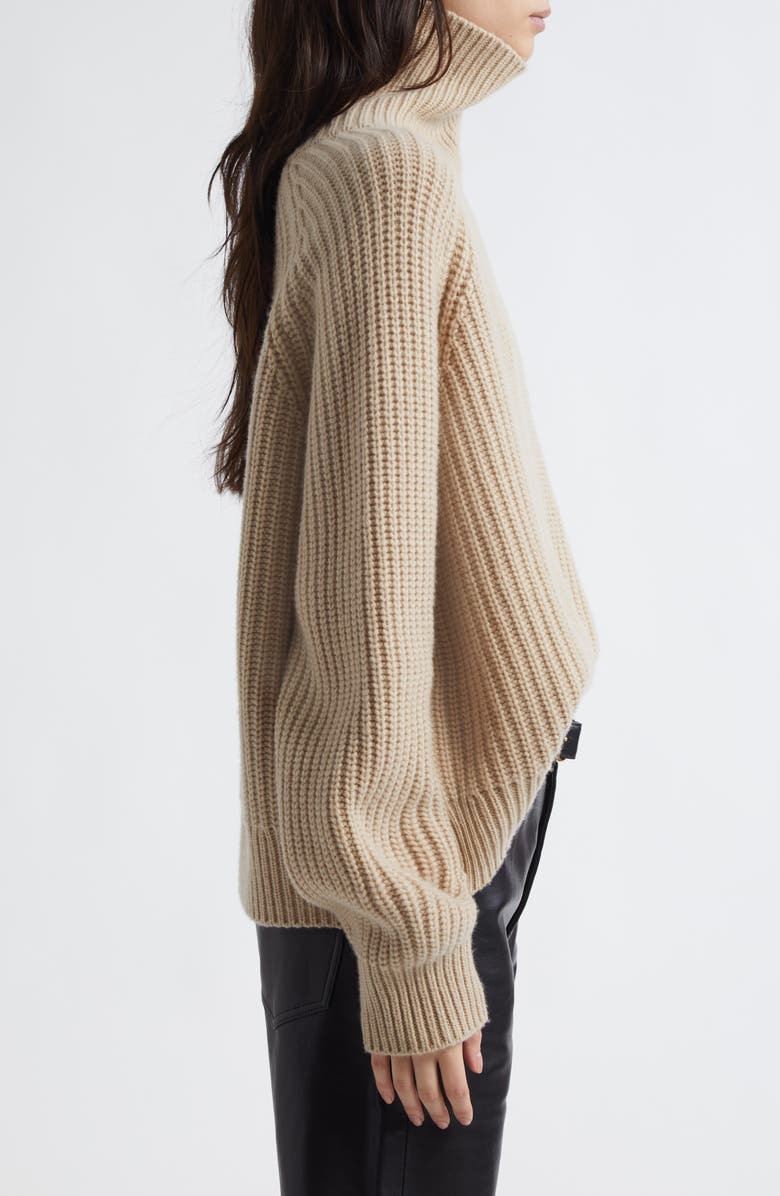 Nili Lotan Amaya Fisherman Knit Cashmere Turtleneck Sweater, Alternate, color, Taupe