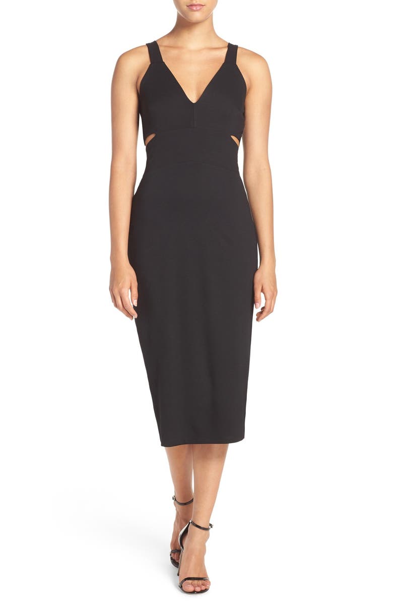 Fraiche by J Cutout Midi Dress, Main, color, Black