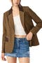 Ruched Sleeve One Button Blazer