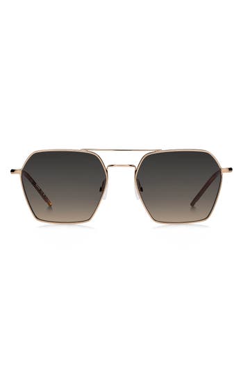 Hugo Boss Boss 54mm Geometric Aviator Sunglasses In Gold