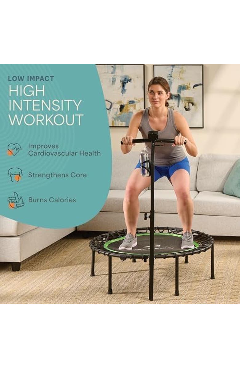 Lifepro 40 Inches Foldable Rebounder Fitness Trampoline for Adult with Handle & Jump Counter 350lb or 225lb, Alternate, color, Lite 225Lb