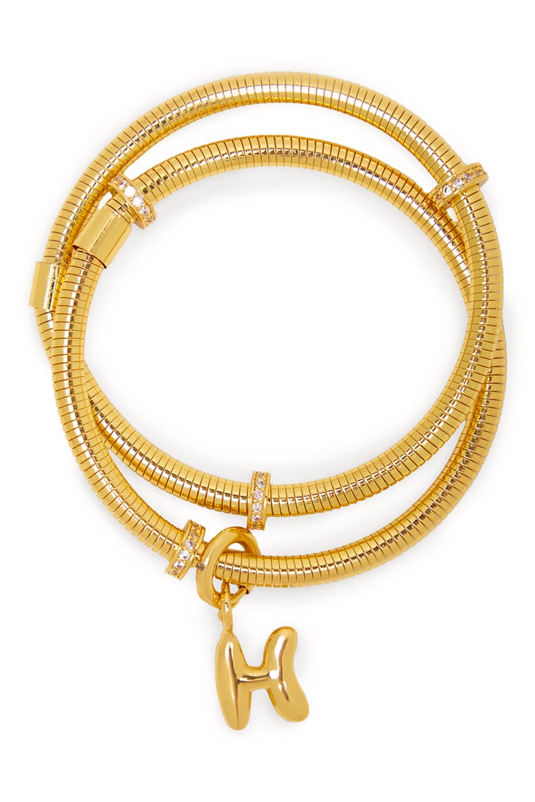 Bubble Charm Initial Bracelet, Main, color, GOLD - H