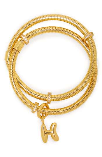 Saachi Bubble Charm Initial Bracelet In Gold