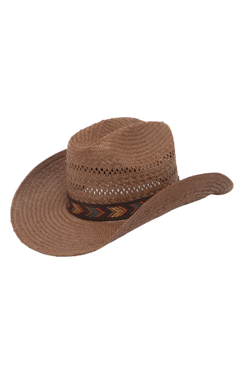 San Diego Hat Embroidered Band UPF 50+ Cowboy Hat, Main, color, Brown