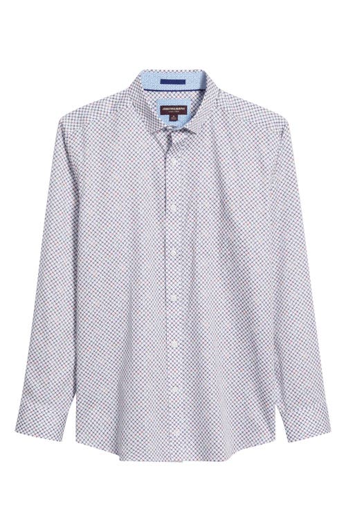 Johnston & Murphy Cross Link Print Button-up Shirt In White Multi