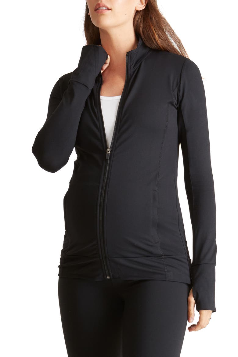Active Maternity Jacket, Main, color, JET BLACK