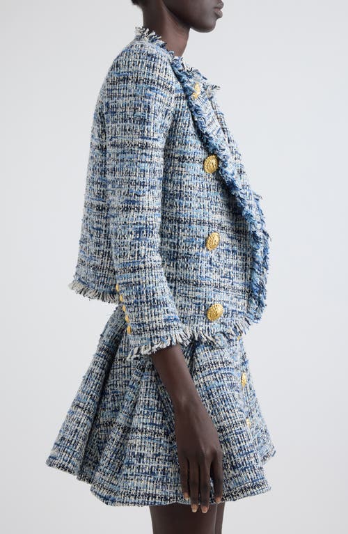 Balmain 'side To Side' Blue Jacket With Peak Revers And Jewel Buttons In Light Blue